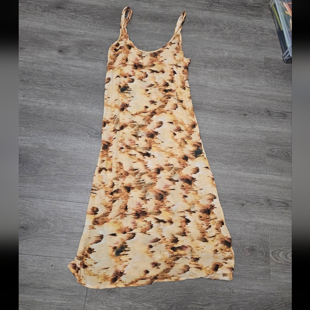 RVCA Cream and Brown Maxi Dress